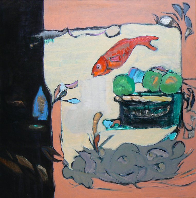 Poisson & GRANNY SMITH - 100x100 - huile sur toile